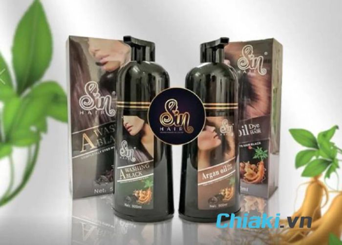 Sản phẩm dầu gội phủ bạc Sin Hair từ Nhật Bản.