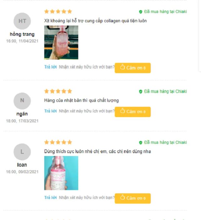 Đánh giá xịt khoáng Collagen Hadanomy từ người dùng