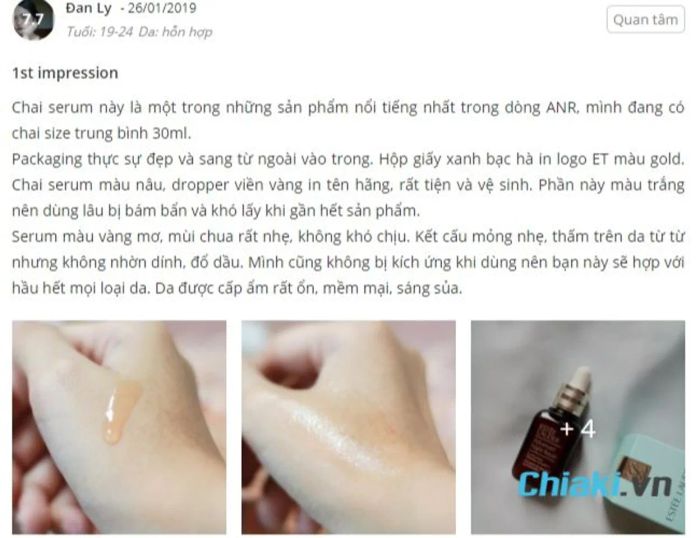 Đánh giá serum Estee Lauder Peptide từ người dùng