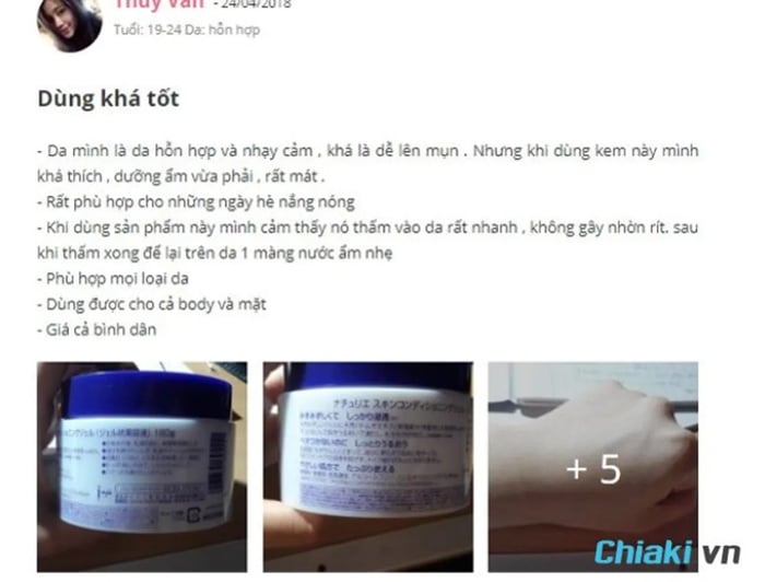 Review kem dưỡng ẩm cho da hỗn hợp thiên khô Naturie