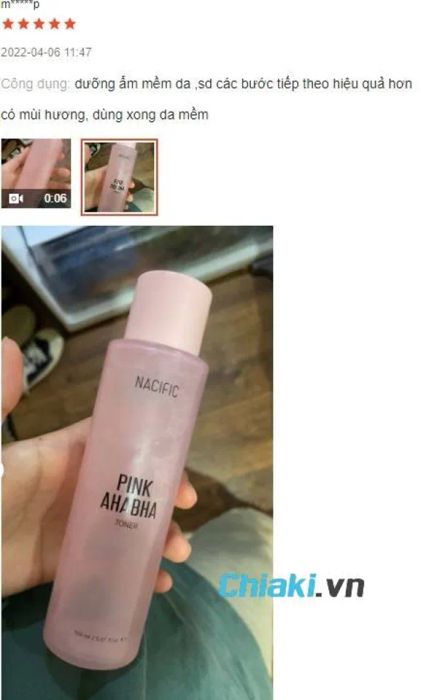 Đánh giá về Toner AHA BHA Nacific Pink làm dịu da