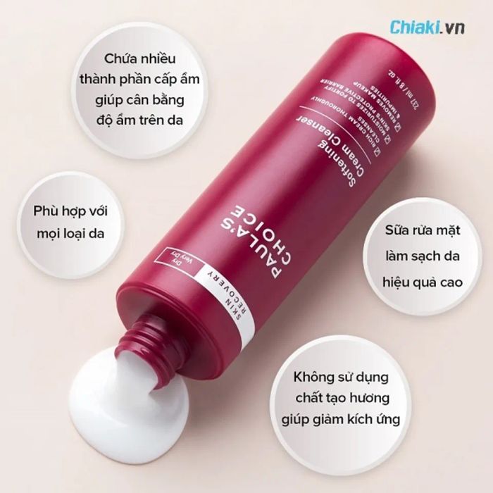 Sữa rửa mặt cho da khô mụn nhạy cảm Paula’s Choice Skin Recovery Softening Cream Cleanser