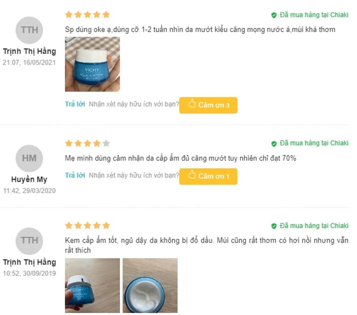 Review kem dưỡng ẩm cho da hỗn hợp thiên khô của Vichy