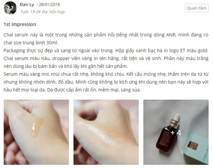 Đánh giá về Serum dưỡng da chống lão hóa Estee Lauder Advanced Night Repair