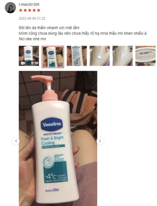 Review Sữa dưỡng thể Vaseline Healthy Bright Fresh & Bright Cooling