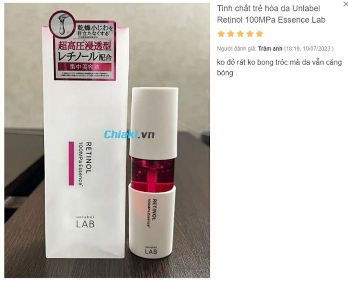 Nhận xét về Serum trắng da Nhật Bản Retinol Unlabel 100MPa Essence Lab