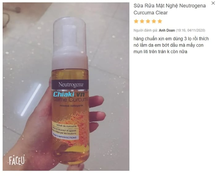 Đánh giá về Sữa rửa mặt nghệ làm mờ thâm mụn Neutrogena Curcuma Clear