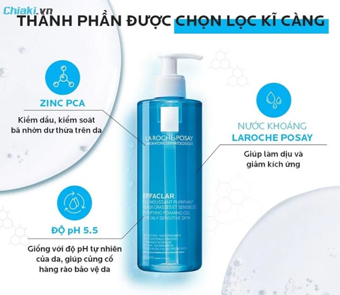 Sữa rửa mặt kiềm dầu La Roche Posay Effaclar