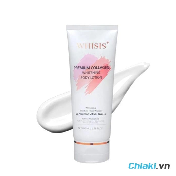 Kem dưỡng thể trắng da chống nắng WHISIS Premium Collagen Whitening Body Lotion