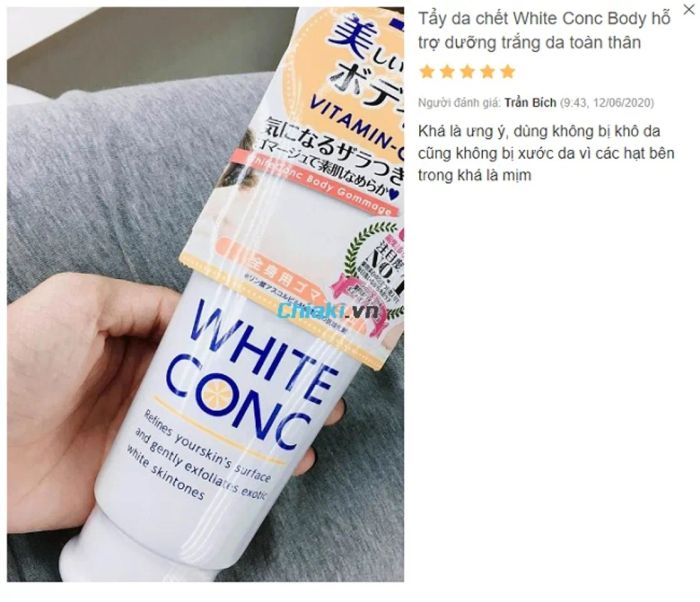 Đánh giá Kem tẩy da chết trắng da Nhật Bản White Conc Body