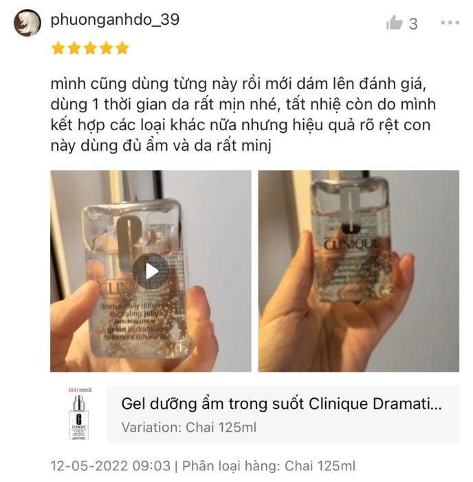 Phản hồi về serum Clinique Dramatically Diffirent Hydratin