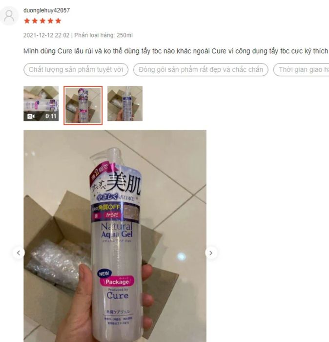 Review Tẩy tế bào chết Nhật Cure Natural Aqua Gel cho da xỉn màu