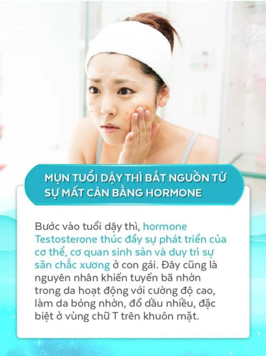 Thay đổi hormone là một trong những nguyên nhân chính gây ra mụn ở tuổi dậy thì.