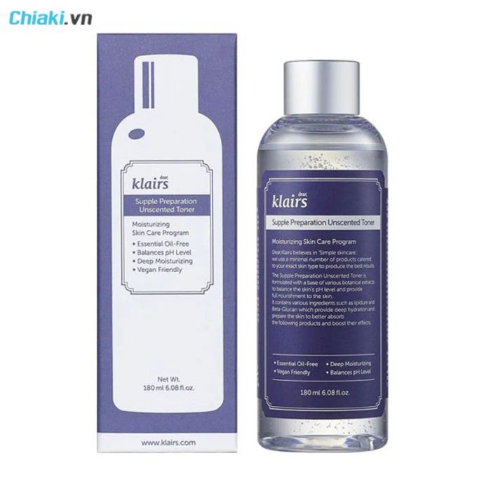 Toner Klairs Supple Preparation Facial không mùi, phù hợp cho tuổi dậy thì