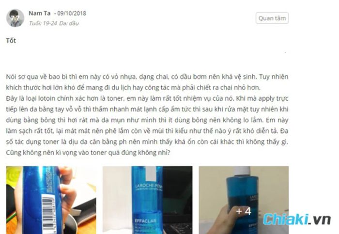 Đánh giá toner La Roche Posay từ người dùng