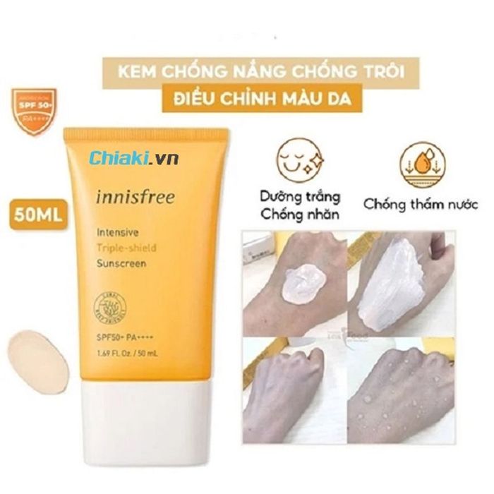 Kem chống nắng dành cho da khô mụn Innisfree Triple Shield SPF 50