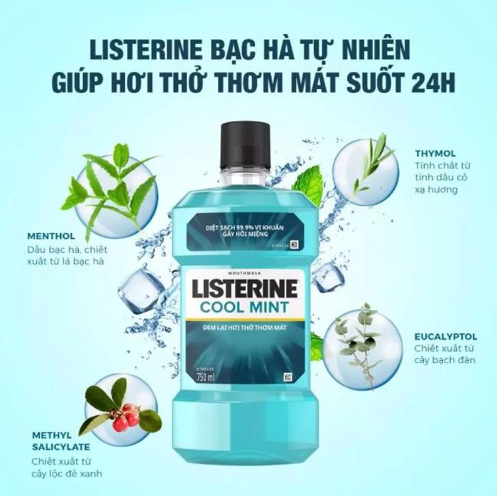 Nước súc miệng Listerine mang lại nhiều hiệu quả trong việc bảo vệ răng và cải thiện hơi thở ngay lập tức