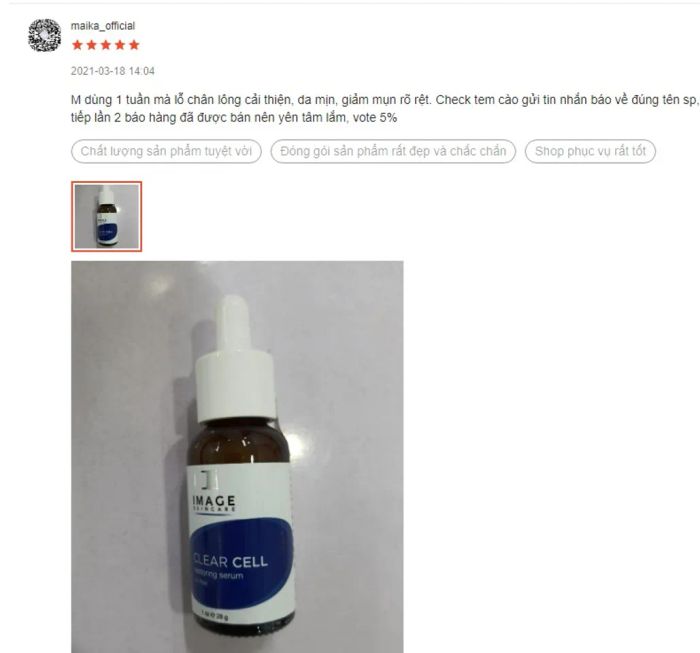 Đánh giá về Serum Image Clear Cell Restoring