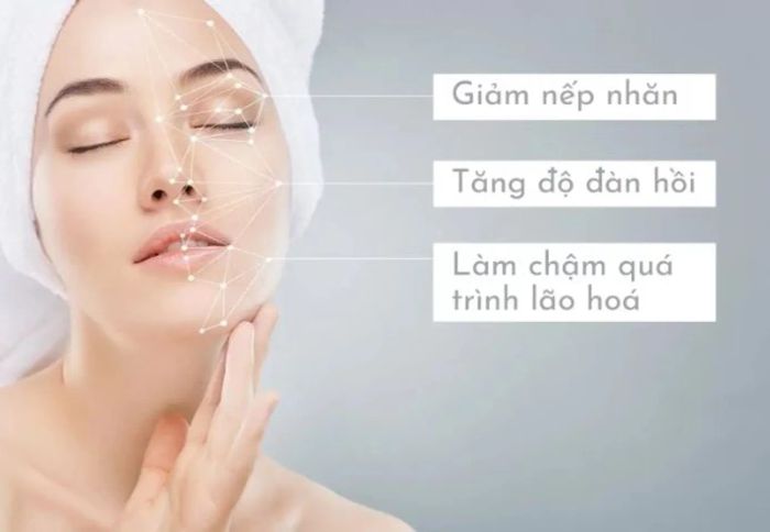 serum collagen tăng cường một loại collagen trong tế bào da, tăng khả năng đàn hồi và cải thiện cấu trúc da, làm da trở nên đàn hồi và mềm mịn hơn.