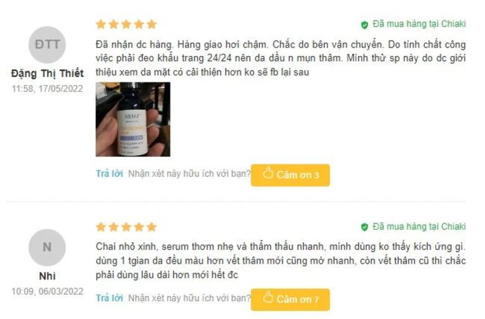 Đánh giá về serum Obagi Vitamin C từ người sử dụng