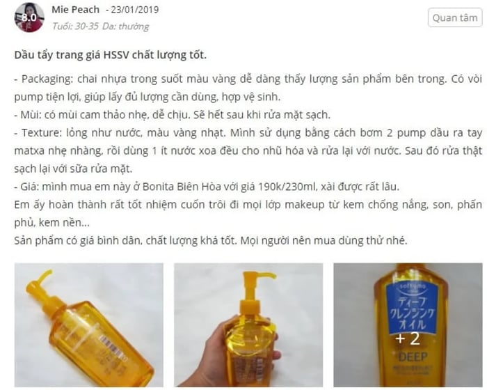 Đánh giá về Dầu tẩy trang Kose Deep nội địa Nhật