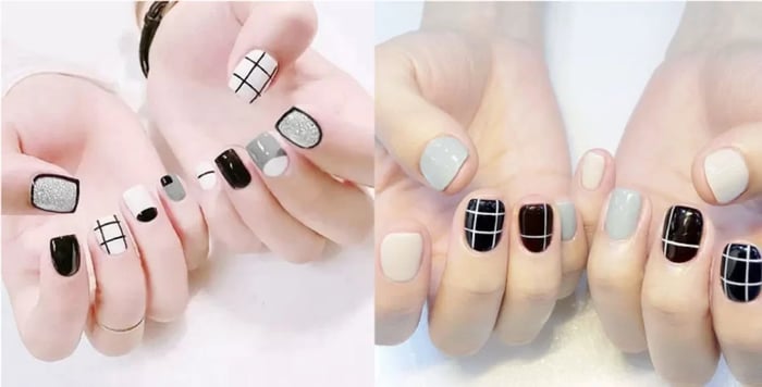 Mẫu nail kẻ sọc đơn giản 