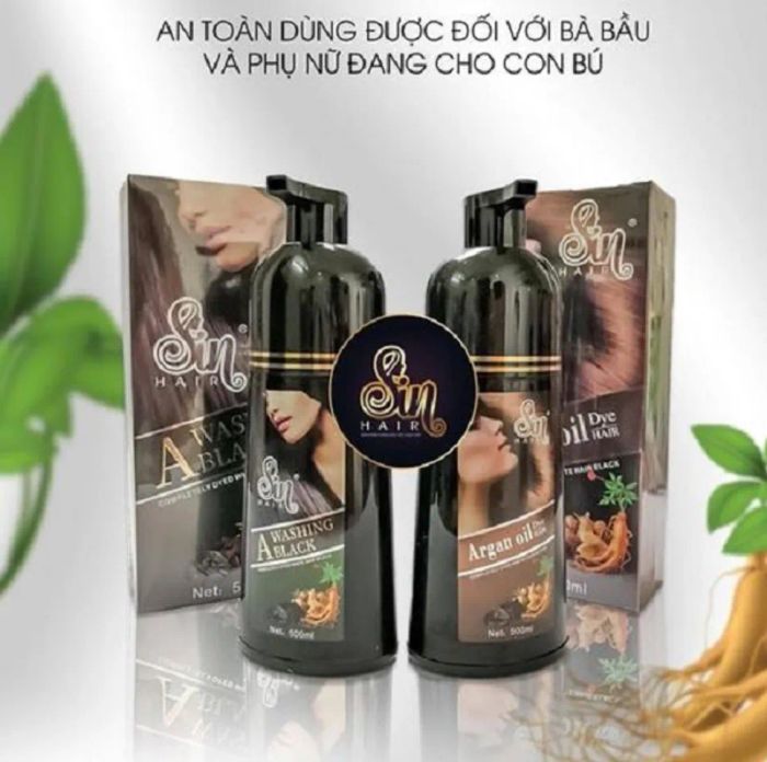 Dầu gội phủ bạc nhuộm đen tóc Sin Hair A Washing Black