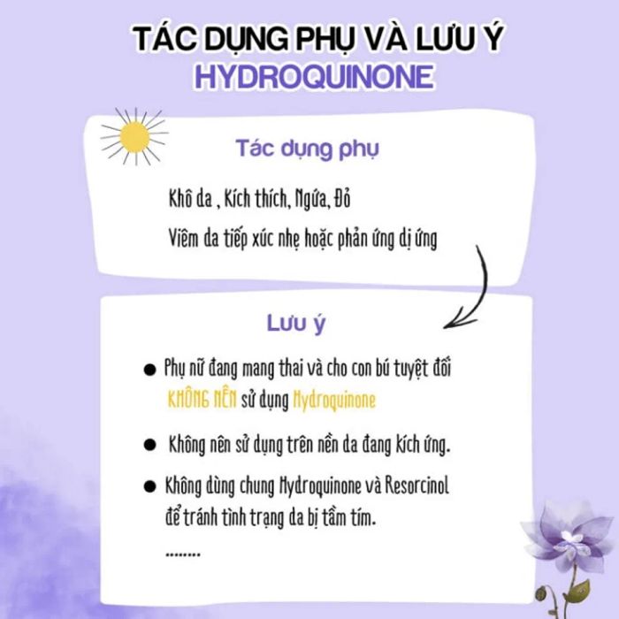 hydroquinone có tác dụng phụ không