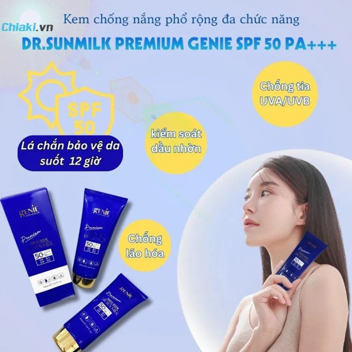 Kem chống nắng vật lý Genie Dr Sun Milk UV Premium SPF 50 PA+++