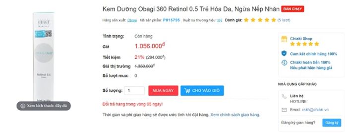 Mua Retinol Obagi tại Mytour; 