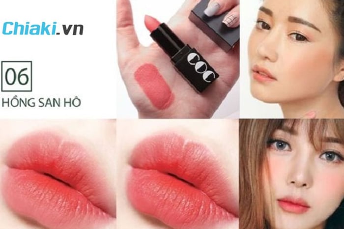 Son màu hồng san hô Momo First Chu Semi Matt Lipstick