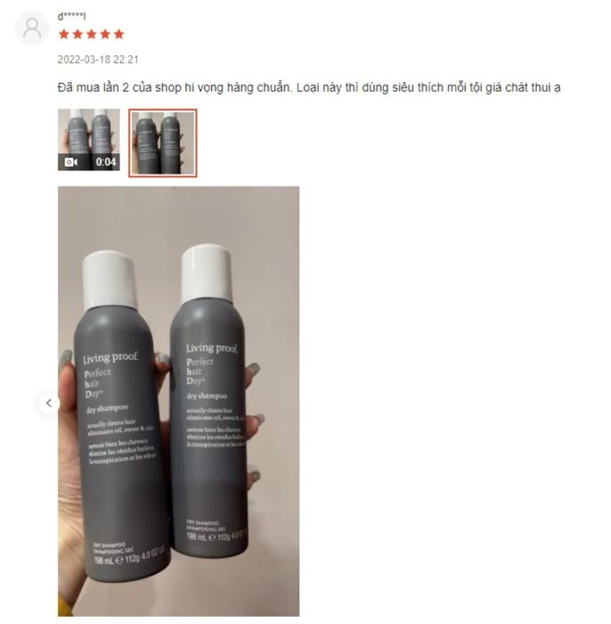 Đánh giá về sản phẩm dầu gội khô Living proof Perfect Hair Day Dry Shampoo