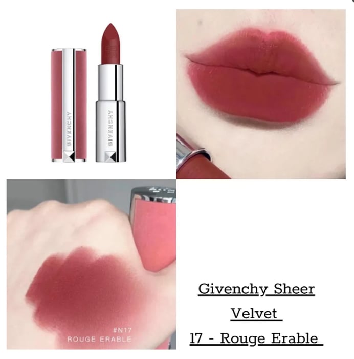 Son Givenchy Le Rouge Sheer Velvet Rouge Érable màu 17 