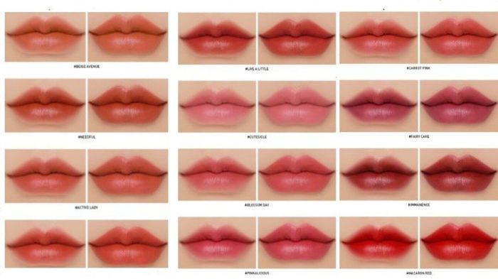 Bảng màu son 3CE Cloud Lip Tint chính hãng