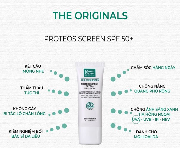 Kem chống nắng Martiderm Proteos Screen SPF50+ cho da khô nám