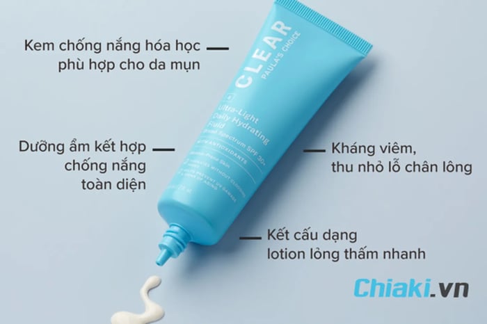 Kem chống nắng Paula's Choice Clear Ultra-Light Daily Hydrating Fluid SPF 30