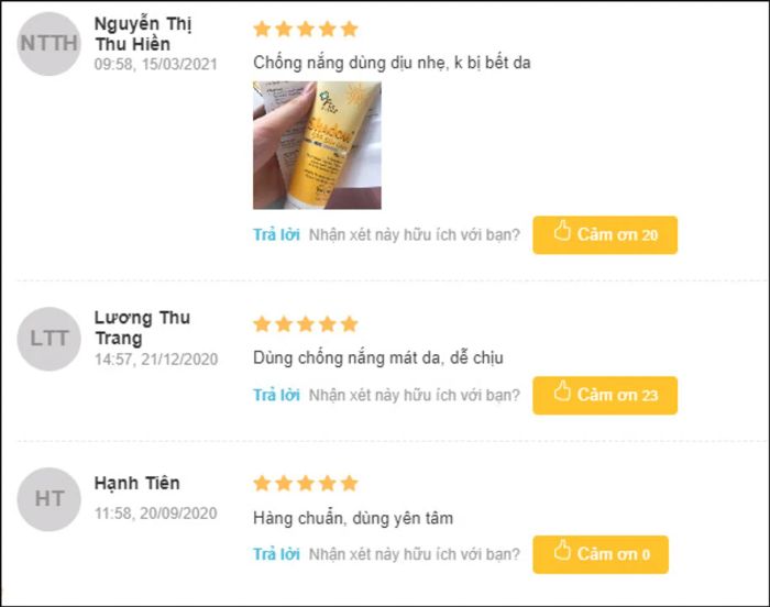 đánh giá của khách hàng về kem chống nắng body Fixderma Shadow