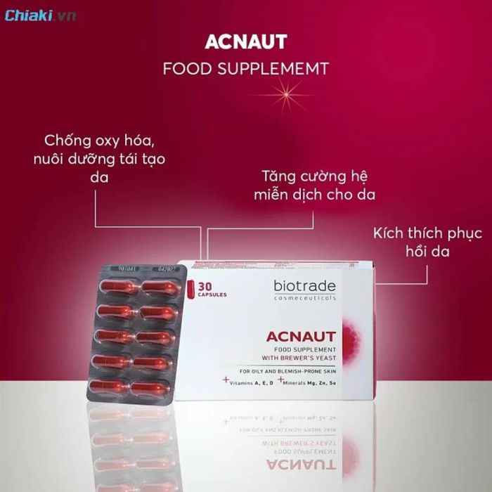 Viên uống giảm mụn Biotrade Acnaut Food Supplement