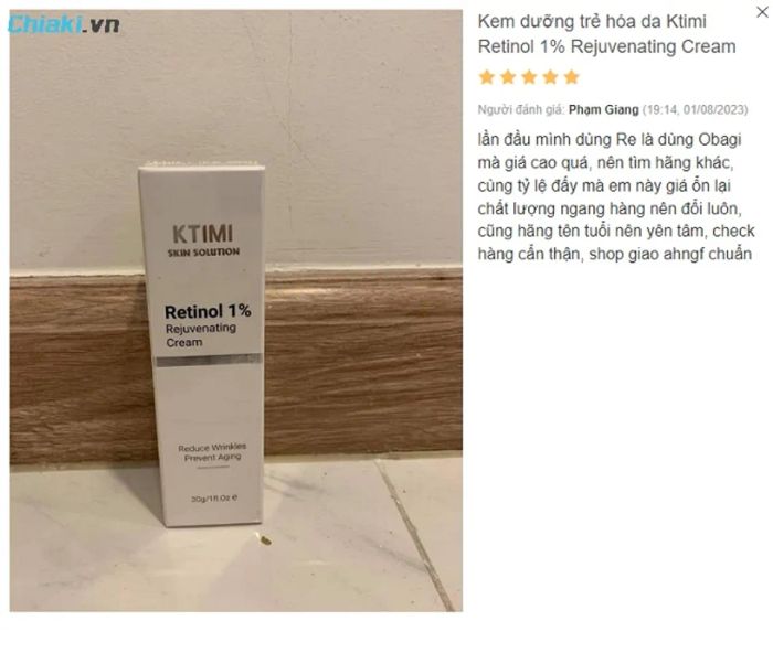 Đánh giá Kem dưỡng Ktimi Retinol 1% Rejuvenating Cream