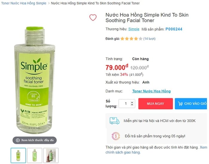 Mua toner Simple chính hãng ở đâu