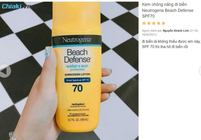 Đánh giá về kem chống nắng body cho da khô Neutrogena Beach Defense SPF70