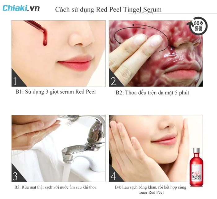 Cách sử dụng Red Peel Tingle Serum hiệu quả cho làn da sạch mụn thâm