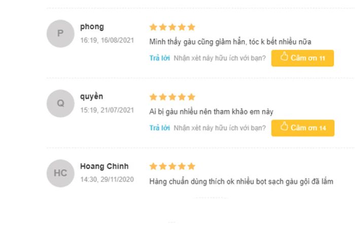 Phản hồi về Dầu gội trị gàu Jasunny