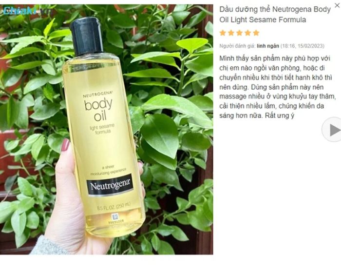 Nhận xét về Dầu dưỡng thể Neutrogena Body Oil Light Sesame Formula