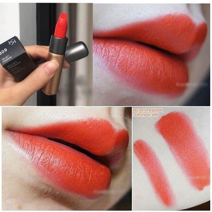 Swatch chi tiết màu son kiko Velvet Passion Matte Lipstick đang hot nhất hiện nay