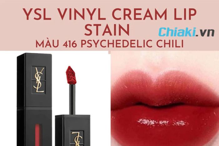 Son YSL Vinyl Cream Lip Stain Psychedelic Chili màu son đỏ cherry