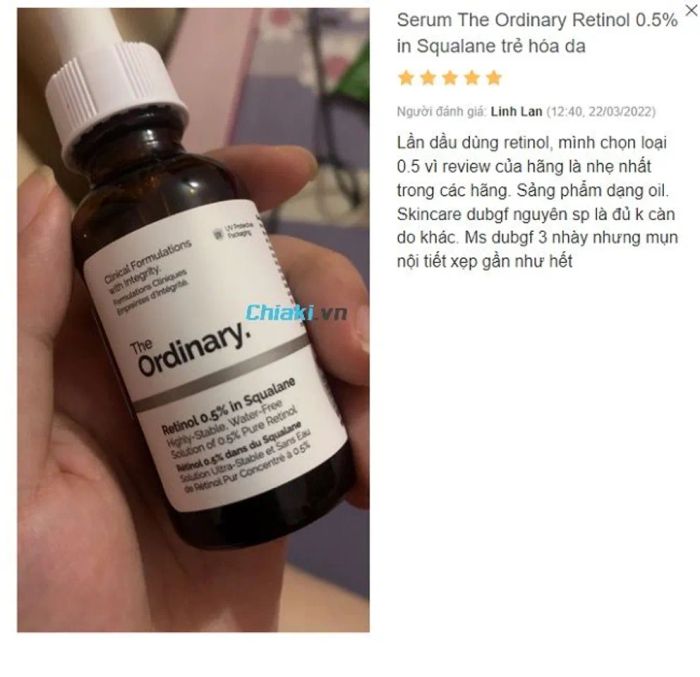 Đánh giá Serum trẻ hóa da The Ordinary Retinol 0.5% in Squalane