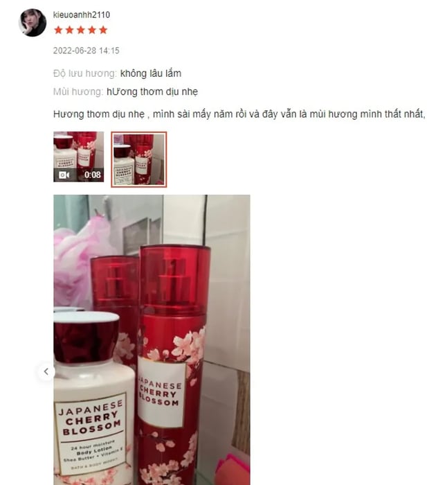 Đánh giá về Xịt thơm cơ thể Bath And Body Works Hương Japanese Cherry Blossom