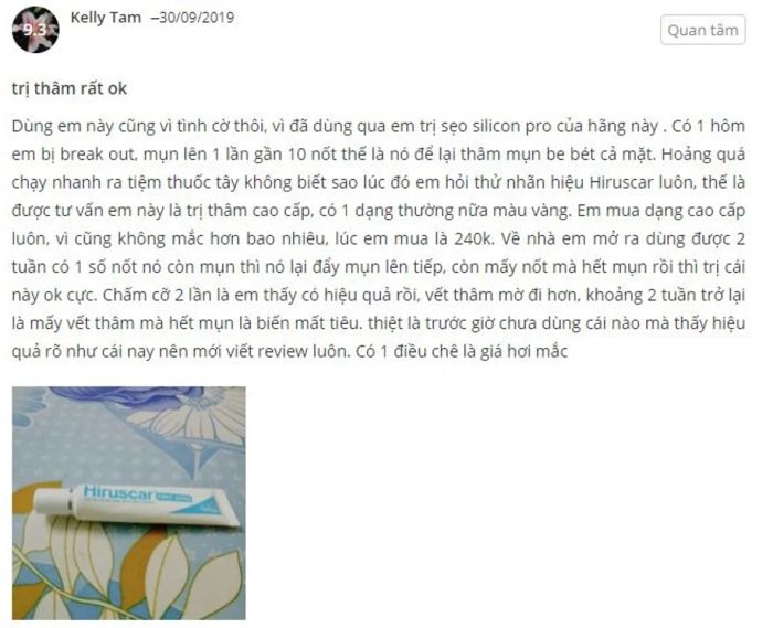 Đánh giá Hiruscar Post Acne từ người dùng