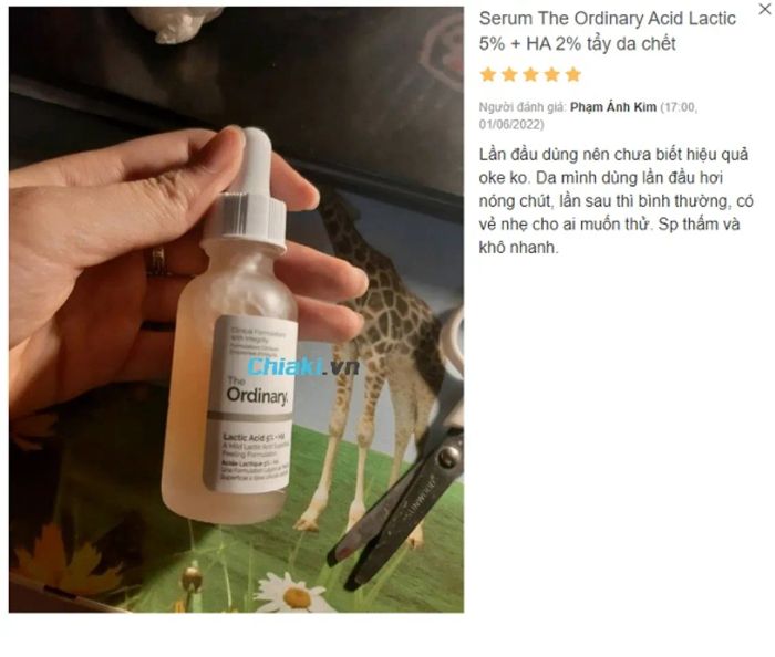 Đánh giá về Serum tẩy da chết The Ordinary Acid Lactic 5% + HA 2%